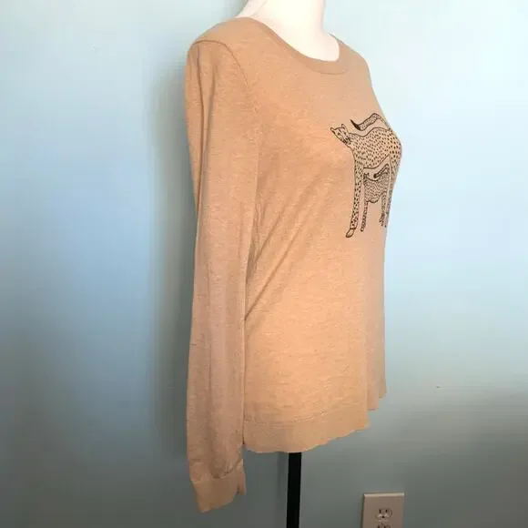 J. Crew Factory Embroidered Cheetah Teddie Sweater Size Small - Picture 6 of 9